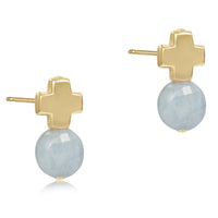 Signature Cross Gold Stud | Aquamarine