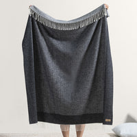 Graphite Border Herringbone Throw