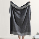 Graphite Border Herringbone Throw