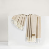 Sand Herringbone Cashmere Throw