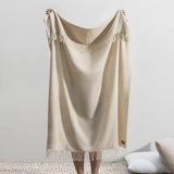 Sand Herringbone Cashmere Throw