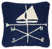 Weathervane Sloop Hooked Wool Pillow