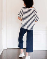 Amelia Short Sleeve Tee | Cream + Navy Stripe