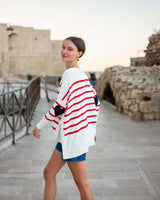 Amour Sweater | Red + White Stripe