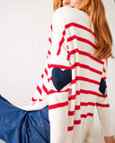 Amour Sweater | Red + White Stripe