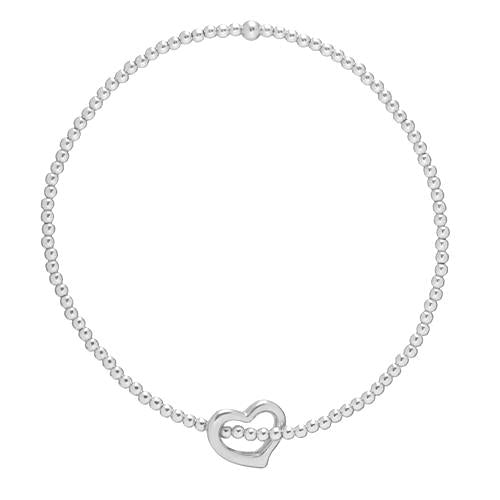 Sterling Silver 2mm Bead Bracelet | Love Charm
