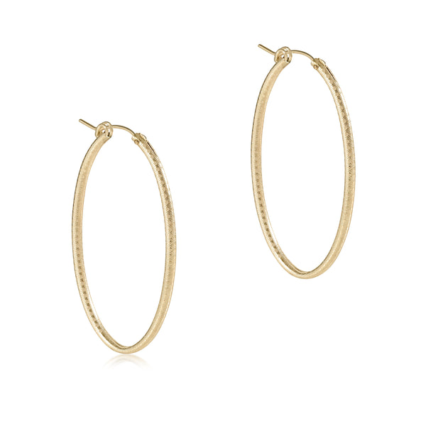 Oval Textured Gold Hoop | 2 inch