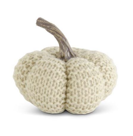 Cream Knit Pumpkin | 4.5 inch