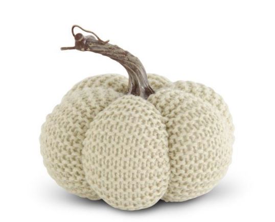 Cream Knit Pumpkin | 5.75 inch