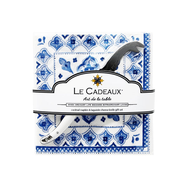 Moroccan Blue Cocktail Napkins with Knife