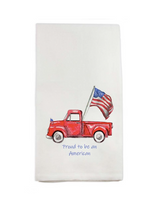 Red Truck With Flag | Patriotic Dish Towel