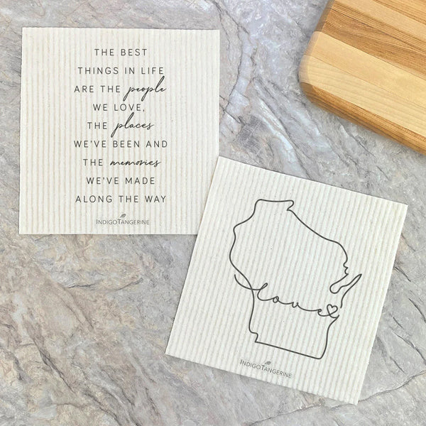 Love Wisconsin + Best Things | Set of 2 Swedish Dishcloths