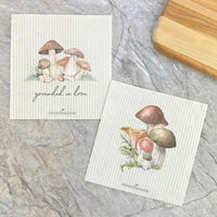 Forest Mushrooms + Grounded in Love | Set of 2 Swedish Dishcloths