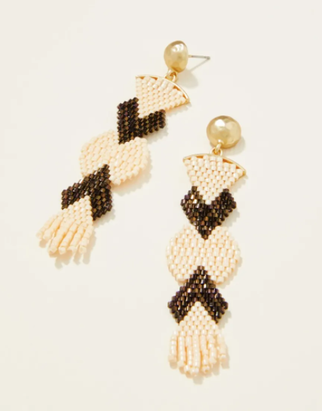 Bitty Bead Earrings | Black & Cream Deco