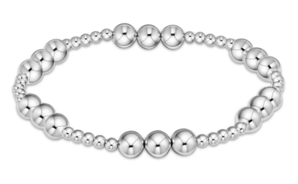 Joy Pattern Silver Bead Bracelet | 6mm