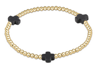 Signature Cross Gold Bead Bracelet | Charcoal