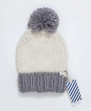 Knit Pom Beanie | Winter + Grey