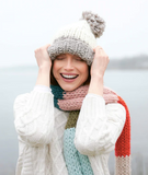 Knit Pom Beanie | Winter + Grey