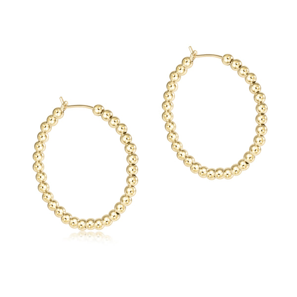 3mm Beaded Gold Hoop | 1.25 inch