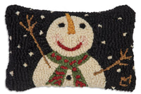 Cheers Snowman Hooked Wool Pillow