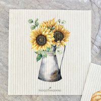 Sunflowers in Jug + Fall Harvest | Set of 2 Swedish Dishcloths