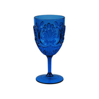Blue Fleur Wine Glass