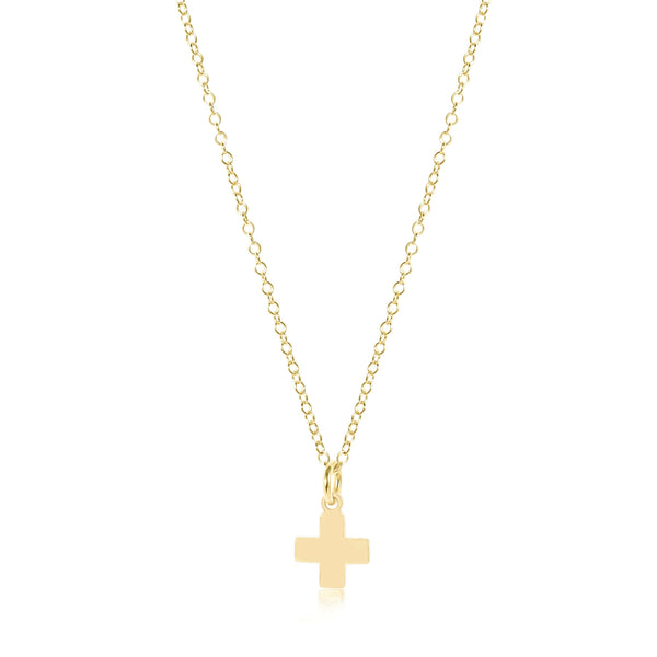 Gold Signature Cross Charm Necklace | 16 inch
