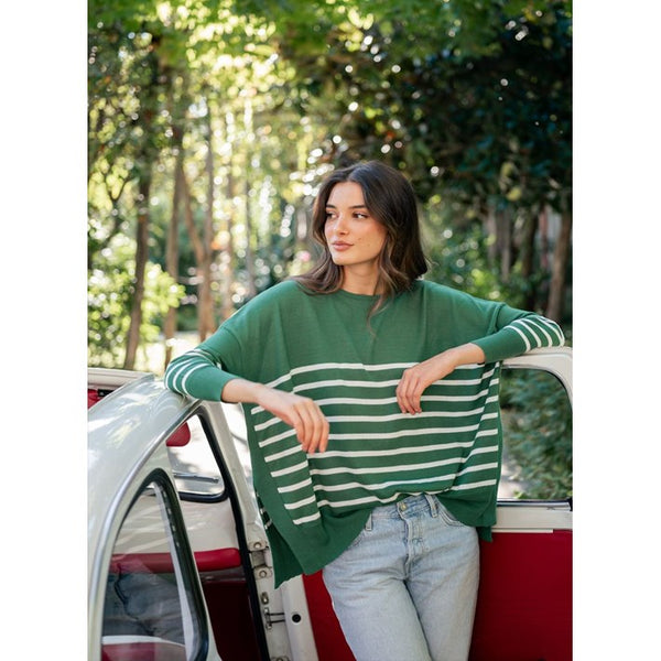 Amour Sweater | Everglade + White Stripes